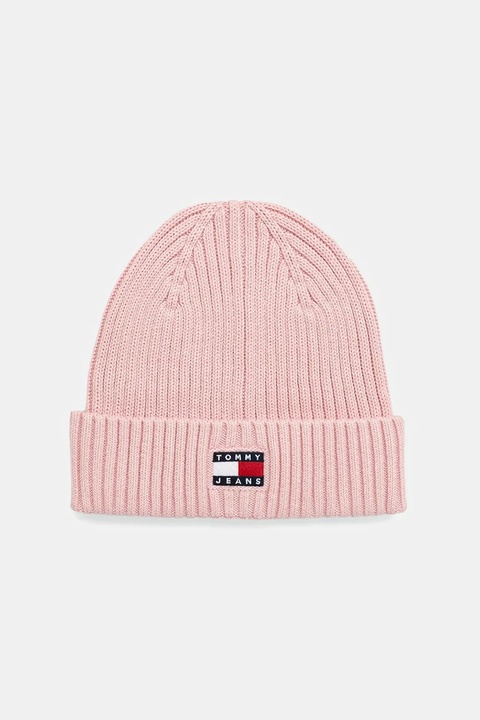 Tommy Jeans czapka bawełniana kolor różowy AW0AW17899 - zdjęcie produktu nr 1