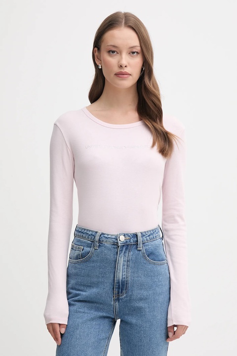 United Colors of Benetton longsleeve bawełniany kolor różowy 3GA2E16G0 - zdjęcie produktu nr 1