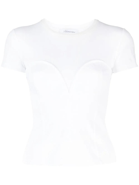 Blumarine embossed-detailing cotton T-shirt - White - zdjęcie produktu nr 1
