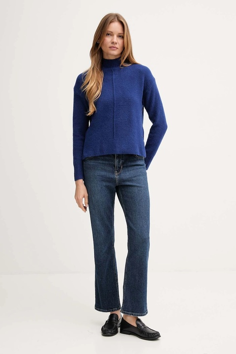 Pepe Jeans sweter z domieszką wełny damski kolor niebieski z półgolfem PL7000032 - zdjęcie produktu nr 2
