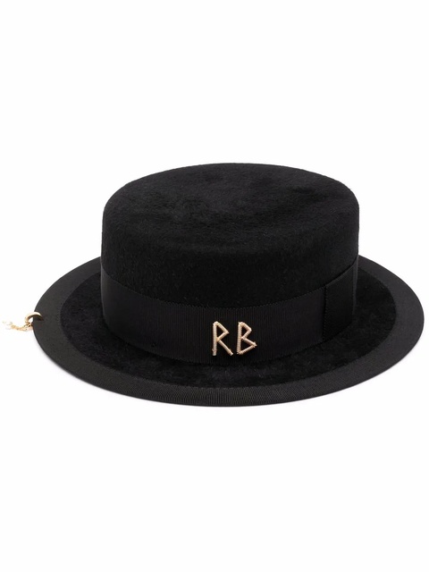 Ruslan Baginskiy Canotier pierced felted hat - Black - zdjęcie produktu nr 2