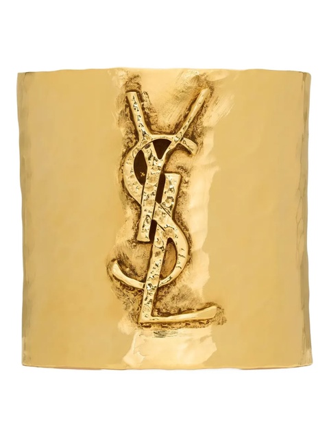 Saint Laurent Cassandre-logo hammered cuff bracelet - Metallic - zdjęcie produktu nr 1