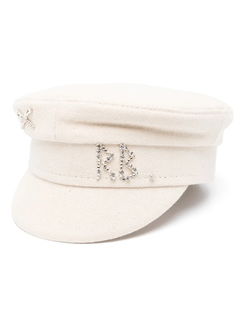 Ruslan Baginskiy crystal-embellished baker boy cap - Neutrals - zdjęcie produktu nr 1