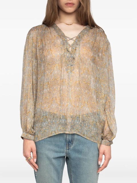 Zadig&Voltaire Tamela lace-up blouse - Brown - zdjęcie produktu nr 2