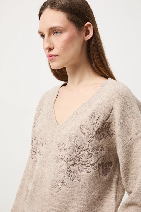 Medicine sweter z domieszką wełny damski kolor beżowy - zdjęcie produktu nr 1