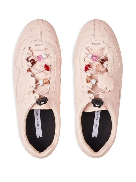 Cecilie Bahnsen Blaise flower-embellished leather sneakers - Pink - zdjęcie produktu nr 1