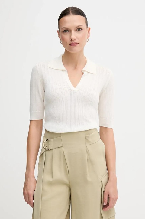 United Colors of Benetton polo damski kolor beżowy 123VD3018 - zdjęcie produktu nr 1