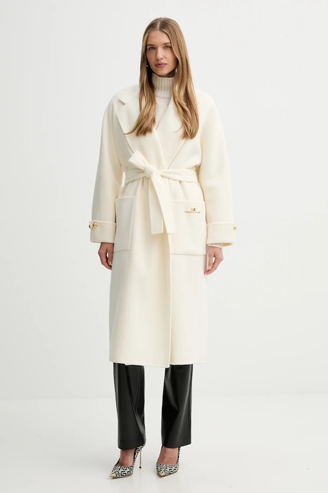 Elisabetta Franchi sweter wełniany damski kolor beżowy z golfem MK55T57E2 - zdjęcie produktu nr 2