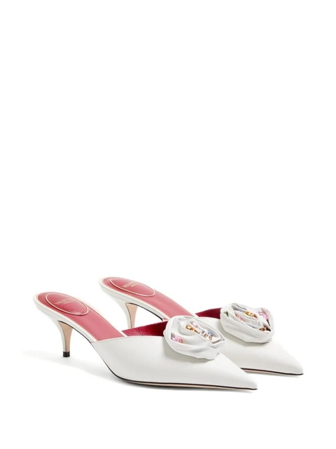 Valentino Garavani 55mm Drip Rose leather mules - White - zdjęcie produktu nr 2