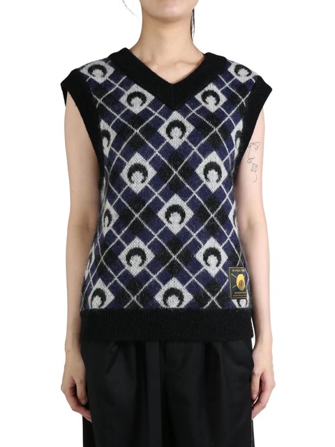 Marine Serre Moon Argyle knitted vest - Blue - zdjęcie produktu nr 1