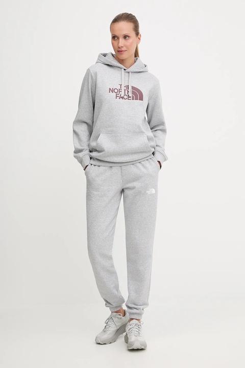 The North Face bluza Drew Peak damska kolor szary z kapturem wzorzysta NF0A89EHFB31 - zdjęcie produktu nr 1