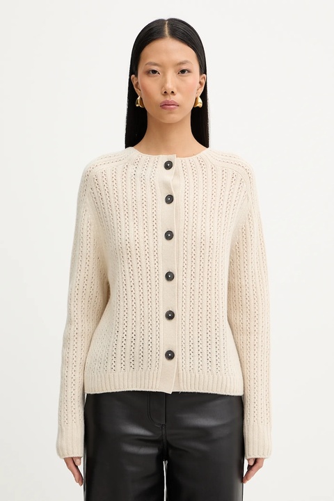Marc O'Polo sweter wełniany damski kolor beżowy 508605460209 - zdjęcie produktu nr 1
