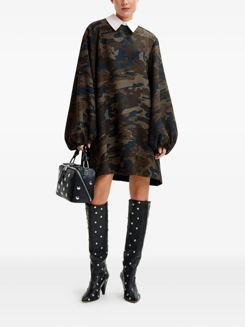 Essentiel Antwerp camouflage-print balloon-sleeve mini dress - Brown - zdjęcie produktu nr 2