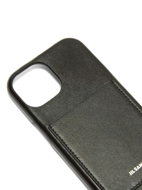 Jil Sander logo-embossed leather phone case - Black - zdjęcie produktu nr 2