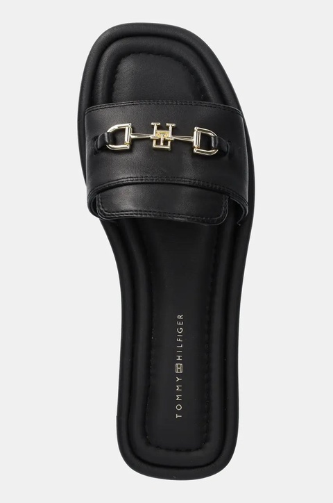 Tommy Hilfiger klapki skórzane LEATHER HORSEBIT MULE damskie kolor czarny FW0FW08420 - zdjęcie produktu nr 2