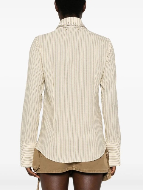 Golden Goose crystal-embellished striped shirt - Neutrals - zdjęcie produktu nr 2