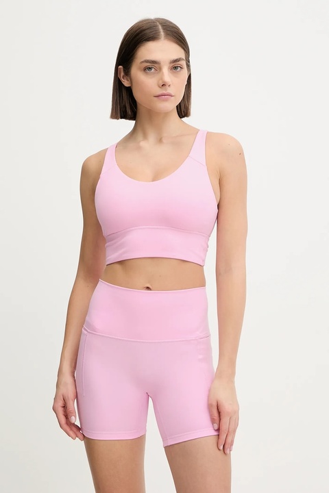 adidas Performance szorty treningowe damskie kolor różowy gładkie high waist KT3302 - zdjęcie produktu nr 2