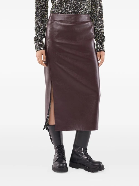 Rabanne belted leather split midi skirt - Brown - zdjęcie produktu nr 2