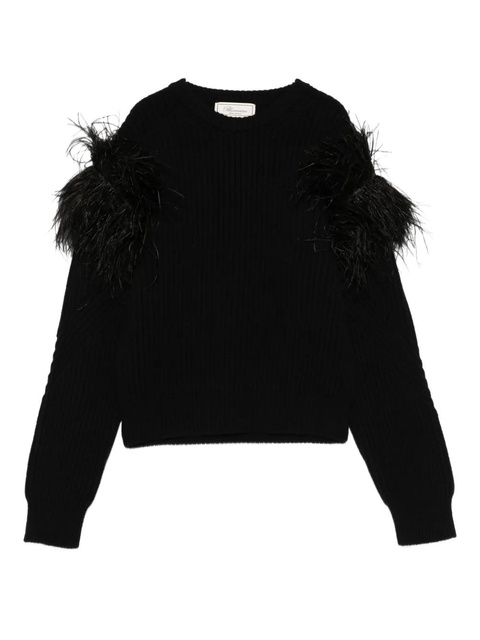 Blumarine feather-trim jumper - Black - zdjęcie produktu nr 1