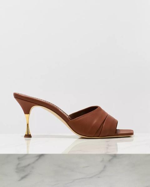 MANOLO BLAHNIK - Brązowe klapki na szpilce Picoux - zdjęcie produktu nr 1