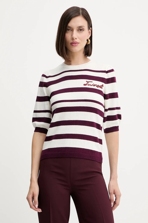 Twinset sweter z domieszką kaszmiru damski kolor bordowy lekki 252TP3090 - zdjęcie produktu nr 1