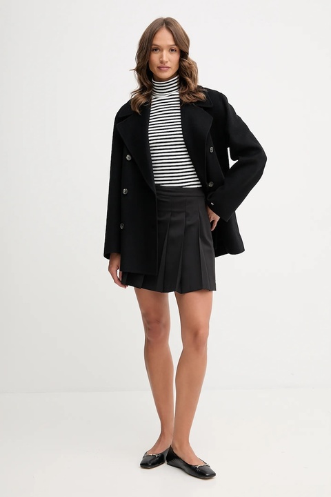 Tommy Hilfiger spódnica z wełną kolor czarny mini rozkloszowana WW0WW48354 - zdjęcie produktu nr 2