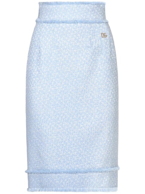 Dolce & Gabbana DNA appliqu�-logo tweed straight skirt - Blue - zdjęcie produktu nr 1