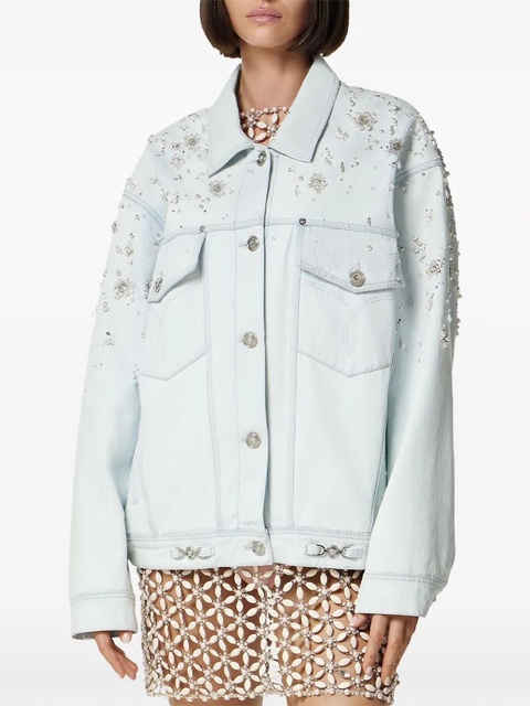 Versace pearl-embellished denim jacket - Blue - zdjęcie produktu nr 2