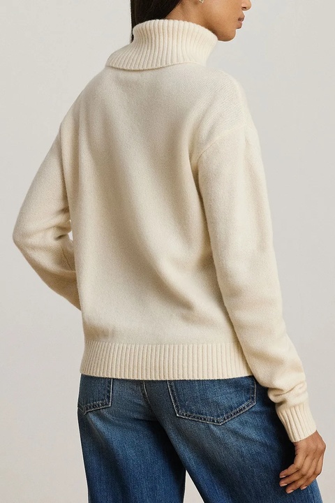 Lauren Ralph Lauren sweter kaszmirowy damski kolor beżowy z golfem 200P03372 - zdjęcie produktu nr 2