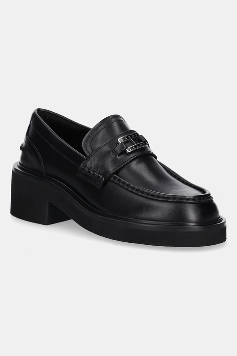 Tommy Jeans mokasyny skórzane TJW CHUNKY HEEL LOAFER damskie kolor czarny na platformie EN0EN02789 - zdjęcie produktu nr 1