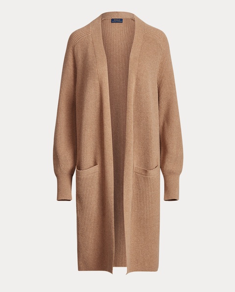 RALPH LAUREN - Beżowy kardigan z domieszką wełny Straight Fit - zdjęcie produktu nr 1