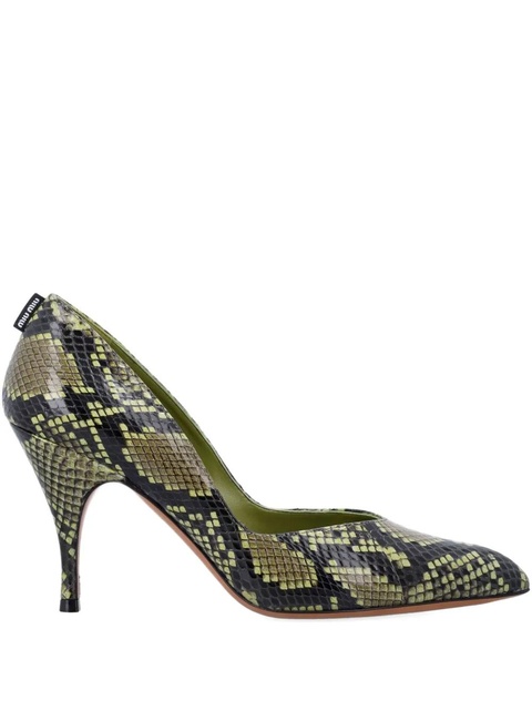 Miu Miu 85mm pointed snake-effect court shoes - Green - zdjęcie produktu nr 1