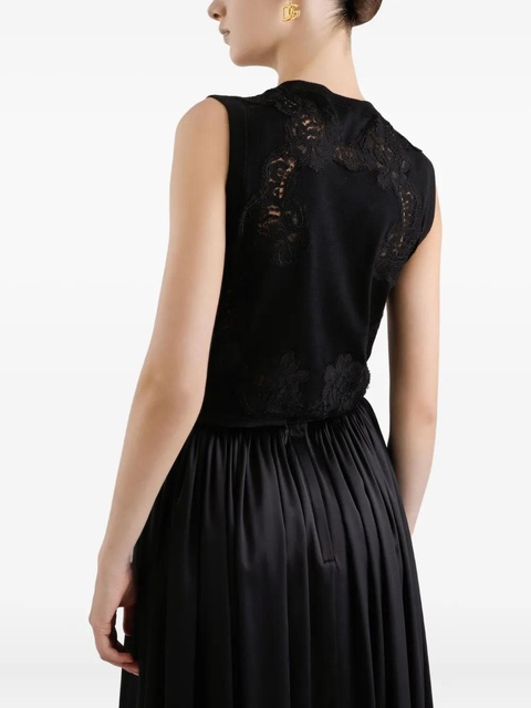 Dolce & Gabbana lace-panel sleeveless top - Black - zdjęcie produktu nr 2