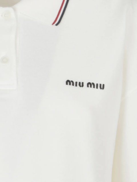 Miu Miu logo-embroidered polo shirt - White - zdjęcie produktu nr 2