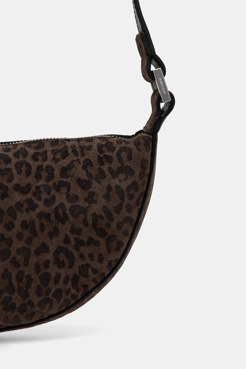 AllSaints torebka zamszowa HALFMOON kolor brązowy W355XD - zdjęcie produktu nr 2