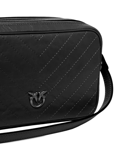 PINKO medium chevron leather crossbody bag - Black - zdjęcie produktu nr 2