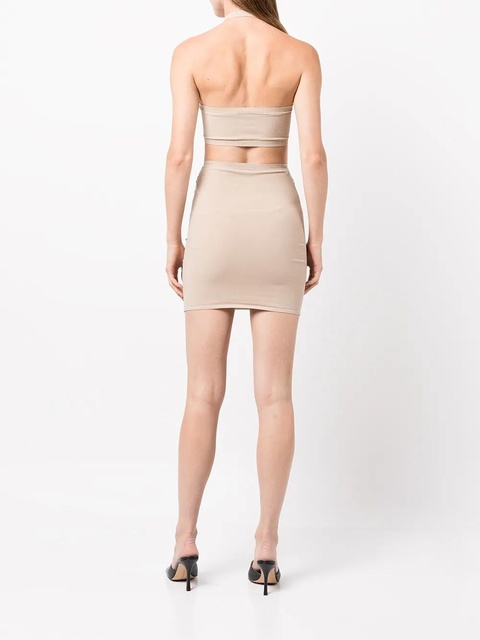 Alexander Wang logo-trim halterneck dress - Neutrals - zdjęcie produktu nr 2