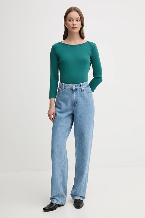 United Colors of Benetton longsleeve bawełniany kolor zielony 3GA2E16A1 - zdjęcie produktu nr 2