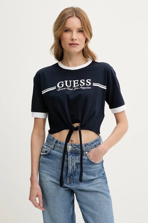 Guess t-shirt bawełniany damski kolor granatowy V5GI05 I3Z14 - zdjęcie produktu nr 1