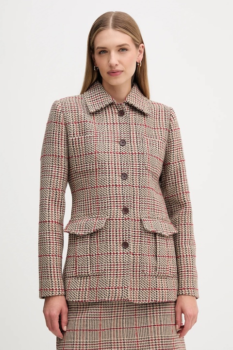 Tommy Hilfiger płaszcz z domieszką wełny kolor brązowy WW0WW46656 - zdjęcie produktu nr 1