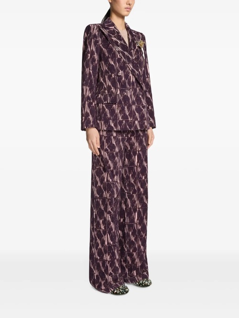 DRIES VAN NOTEN abstract-print double-breasted blazer - Purple - zdjęcie produktu nr 2