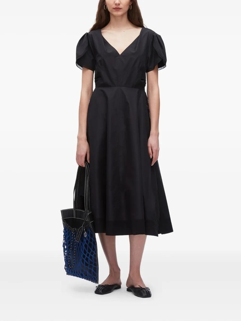 3.1 Phillip Lim puff-sleeve V-neck midi dress - Black - zdjęcie produktu nr 1