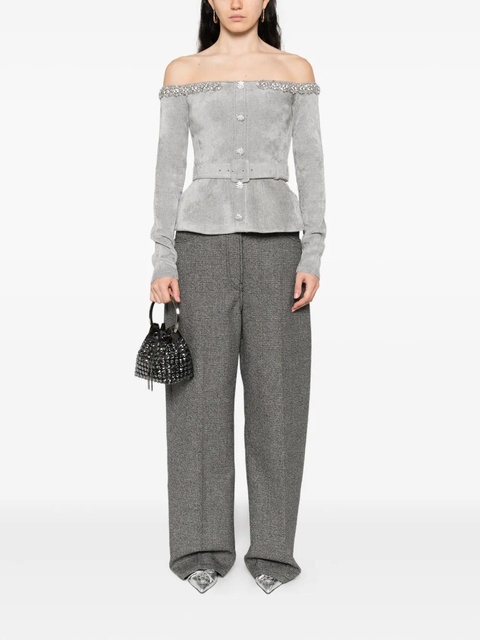 Self-Portrait embellished belted top - Grey - zdjęcie produktu nr 2