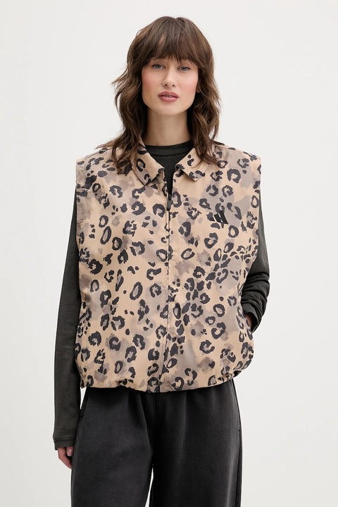 adidas bezrękawnik Animal Print 3-Stripes kolor beżowy przejściowy JV6957 - zdjęcie produktu nr 1