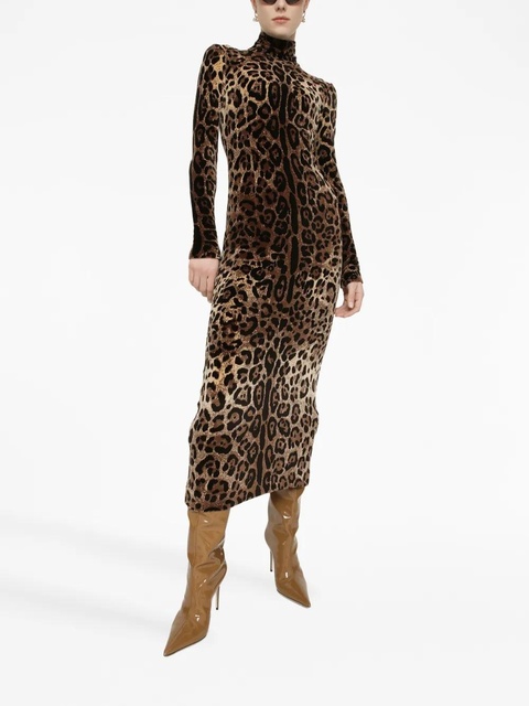 Dolce & Gabbana leopard-print mid-length dress - Brown - zdjęcie produktu nr 2
