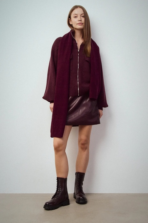 Medicine botki skórzane damskie kolor bordowy na platformie - zdjęcie produktu nr 1