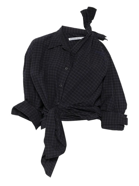 Alexander Wang knotted plaid shirt - Blue - zdjęcie produktu nr 1