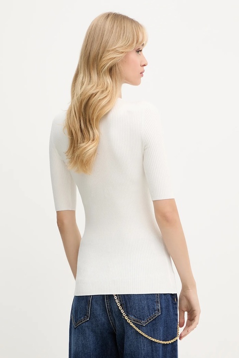 Elisabetta Franchi sweter z jedwabiem damski kolor beżowy lekki MK10B56E2 - zdjęcie produktu nr 2