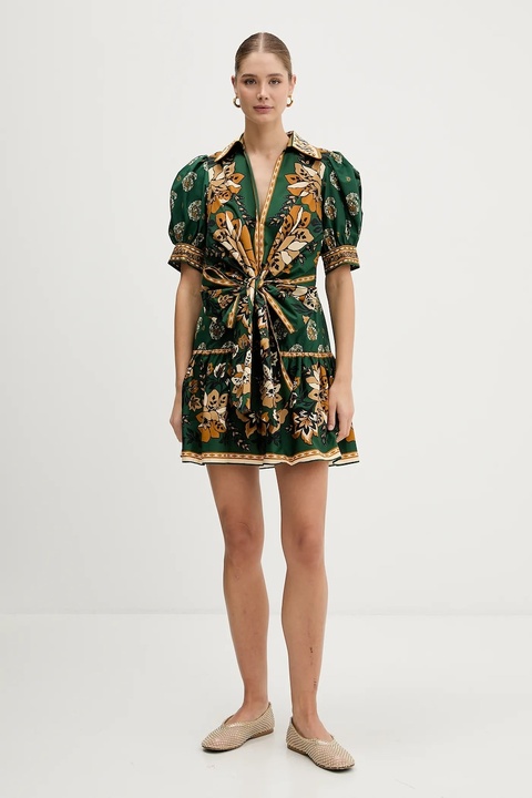 Farm Rio sukienka bawełniana kolor zielony mini rozkloszowana 351134 - zdjęcie produktu nr 2