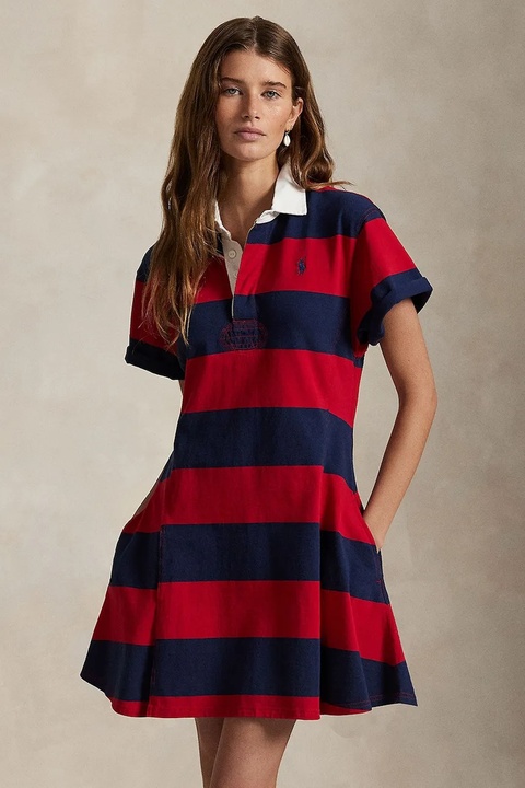 Polo Ralph Lauren sukienka bawełniana kolor czerwony mini rozkloszowana 211971761 - zdjęcie produktu nr 2